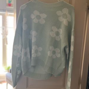 Floral light green sweater